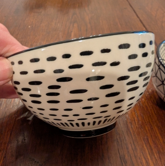 Black and White Patterned Ceramic Bowls By Short St_ries - Picture 2 of 6